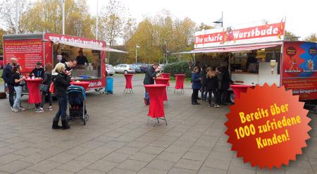 Die scharfe Wurstbude - einen unserer mobilen Imbisswagen für eine Party oder eine Veranstaltung im Ruhrgebiet/ NRW oder deutschlandweit günstig mieten.